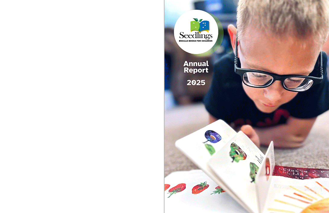 Annual Report graphic design for Seedlings Braille Books for children