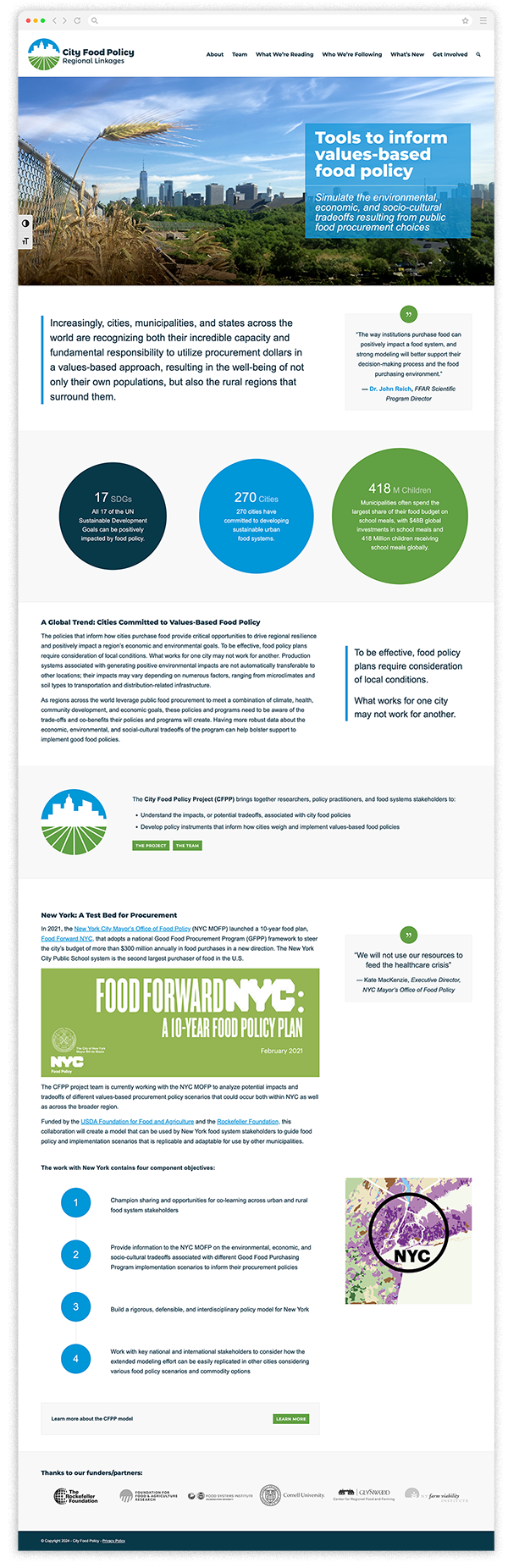 City Food Policy Regional Linkages Website Design