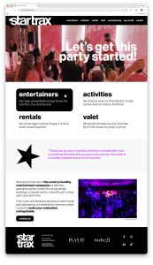 Star Trax website homepage design